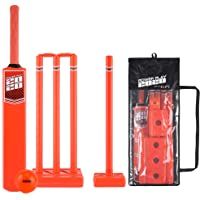 PowerPlay - Juego de críquet- de plástico- con Bate y Bola de críquet Kwik- 4 tocones- travesaños y Bolsa- Unisex Adulto…